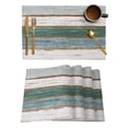 thumbnail image 2 of 2024 Placemat Vintage Farm Granary Wood Grain Green White Dining Tableware Mats Kitchen Dish Mat Pad 4/6pcs Table Mat Home ration, 2 of 7