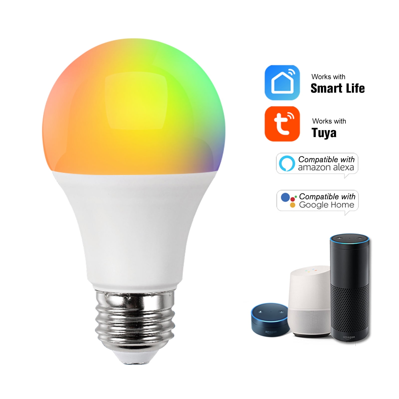 3 Pack E27-Amazon Alexa y Google Ledvance Smart WiFi Bombilla 60W Multicolor 