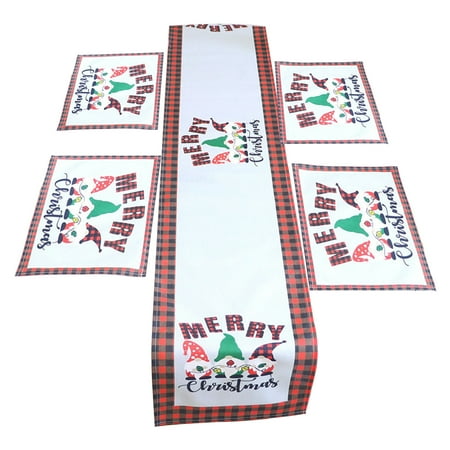 

Mightlink 1 Set Table Mat Reusable Nice-looking Christmas-themed Table Runner Tablecloth Set Home Hotel Decor for Daily Life