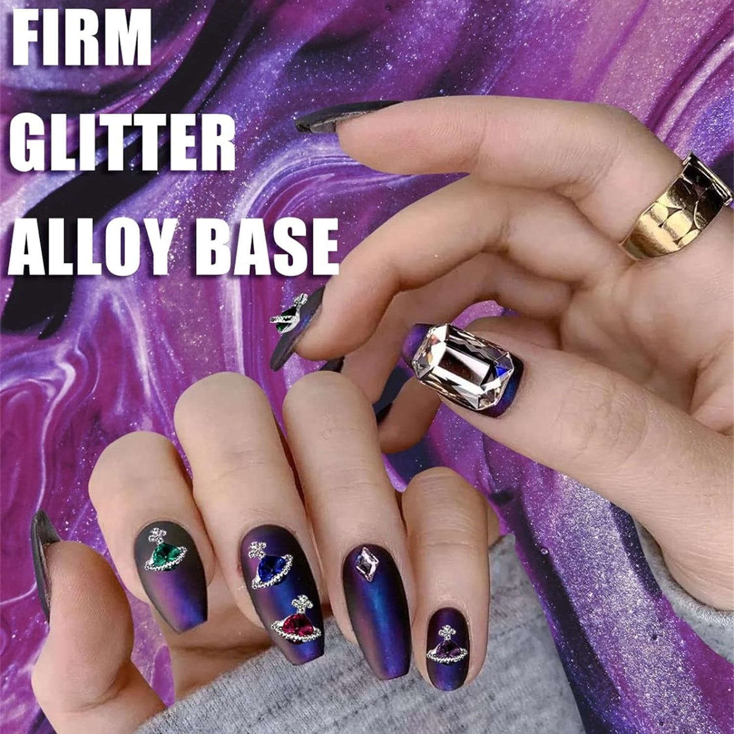 18 Stück 3D Nagel Charms – Saturn-Form, Bunte Strasssteine, Für DIY Nail Art