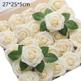 thumbnail image 2 of Artificial Flowers 25pcs Fake Roses with Stems and 2 leaves for DIY Wedding Bouquets Party Decor, 2 of 5