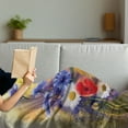 thumbnail image 3 of Flower Soft Flannel Fleece Throw Blanket, Poppy Flowers Cornflower Pastel Chamomile Petal Artwork Stained Backdrop, Cozy Plush for Indoor and Outdoor Use, 50" x 70", Blue White, by Ambesonne, 3 of 5