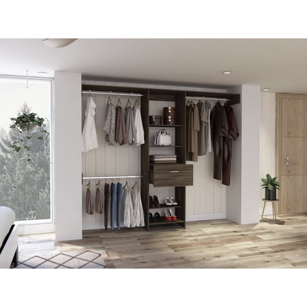 Newboti Furniture Calveston 1-Drawer 4-Shelf Closet System Dark Walnut 46541