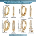 thumbnail image 2 of 1 Box 8Pcs Leverback Hooks 18K Gold Plated Brass Cubic Zirconia 4 Style Huggie Hoop Earring Findings with Loop for DIY DIY Earring Making, 2 of 9