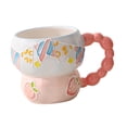 thumbnail image 2 of Taza de café de porcelana, taza de cereales, taza de agua, bonita y creativa para la cocina del hogar, avena. Durazno, 2 of 9