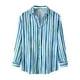 thumbnail image 1 of Camisas Vaqueras Para Hombre Manga Corta Camisa informal de manga larga con cuello vuelto y estampado de rayas multicolor para otoño e invierno para hombre (Blue, M), 1 of 7