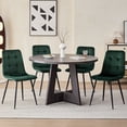 thumbnail image 6 of Set of 4 Velvet Dining Chairs - Mid Century Modern Dinning Chair, Upholstered Cushion Seat, Square-Patterned Backrest, Dinner Chairs with Metal Legs for Dining Living Room, Bedroom, Green, 6 of 10