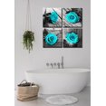 thumbnail image 5 of Bedroom Decor - Teal Rose Flowers Canvas Wall Art - Turquoise Decor for Living Room Black and White ons Artwork Painting Modern Wedding for Couple Stretched and Framed, 5 of 6