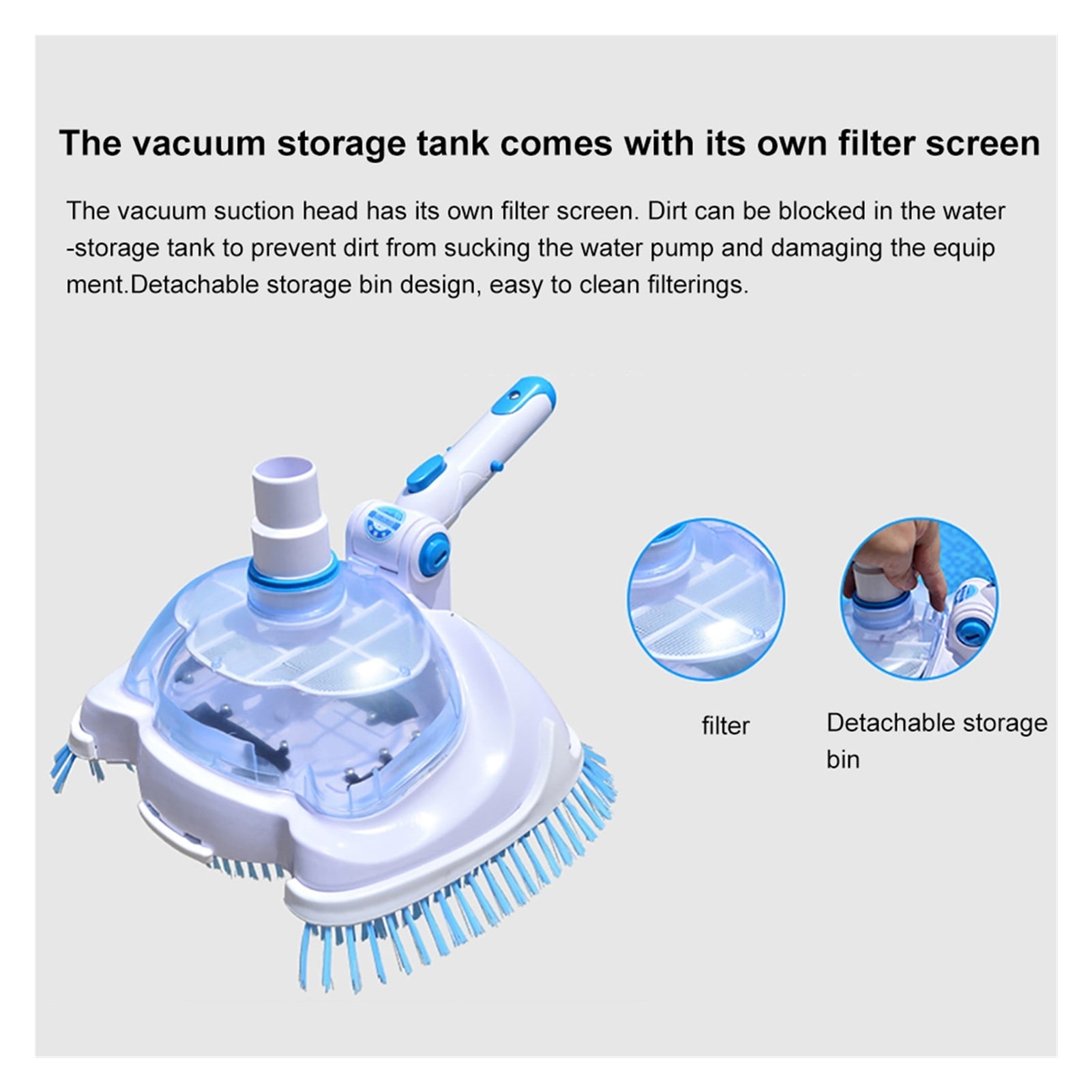 Adjustable Angle Swimming Pool Suction Vacuum Cleaner Head Pond Cleaning Tool For Swimming Pools Hot Springs Spa Aquarium ,Great Suction Power