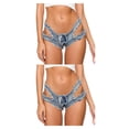 thumbnail image 3 of Qarigey Pantalones cortos de mezclilla nuevos pantalones vaqueros sexys y dulces para mujer, traje de baile corto, pantalones de cintura baja, Type2 NO2, 3 of 6