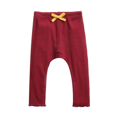 

Children Kids Toddler Baby Girls Ribbed Bowknot Solid Pants Trousers Leggings Outfits Clothes Juniors School Uniforms