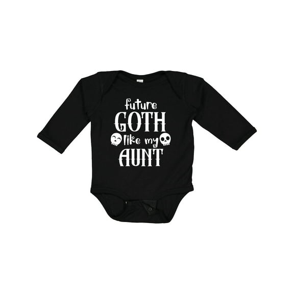 Inktastic Future Goth Like My Aunt with Skulls Boys or Girls Long Sleeve Baby Bodysuit