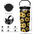 thumbnail image 2 of Sunflower 30 oz Stainless Steel Insulated Tumbler with Handle Lid and Straw, Leakproof Tumbler with Straw, Sunflower Decor, 2 of 3