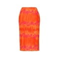 thumbnail image 6 of Douhoow Women's Orange Bohemian Floral Print Skirt Casual Summer Beach High Waist Skirt, 6 of 9