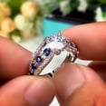 thumbnail image 6 of KDSJSXW Diamond Ring Hollow Blue Zircon Ring Elegant Rhinestone Ring Sapphire Jewellery Rings Women Fashion Full Diamond Zircon Rings for Women Size 6 10 Gold Rings That Don'T Tarnish (Blue,7), 6 of 6