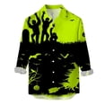 thumbnail image 3 of Mens Shirts Casual 3D Halloween Printing Long Sleeve Button Down Lapel Dress Blouse Outdoor Comfortable Loose Fall Tops Green XXXL, 3 of 5