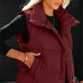 thumbnail image 5 of Womens Loose Outerwear New Women Puffer Vests Sleeveless Zip up Stand Collar Quilted Lightweight Jacket Winter Warm Padded down Outerwear Wine XXL, 5 of 9