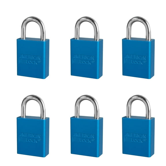 6 Pack of American Lock Padlock With 1 1/2" Solid Aluminum Body 1" Shackle