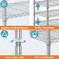 thumbnail image 4 of Legooin 18x46x72 inch Metal Shelving with Wheels 5-Tier Wire Rack Garage Shelf Storage Rack for Home Industrial Storage, Silver, 4 of 8
