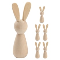 LEDMOMO-6pcs Unfinished Wooden Rabbit Doll Figure Unpainted Peg Dolls DIY Blank Wood Bunny Puppet Craft Art Party Decoration