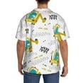 thumbnail image 3 of Uemuo Dinosaur on Excavator Pattern Cotton Linen Short Sleeve Shirts,Casual Lightweight Button Down Shirts,Vacation Beach Summer Tops-X-Large, 3 of 7