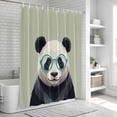 thumbnail image 6 of Sunglasses Panda Shower Curtain, 72" x 72", Retro Funny Panda Sage Green Background Waterproof Bathroom Curtain Washable Shower Curtain Set with 12 Hooks, 6 of 9