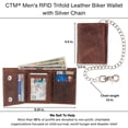 thumbnail image 6 of CTM  RFID Trifold Leather Biker Wallet with Silver Chain (Men), 6 of 6