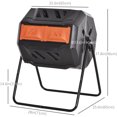 thumbnail image 3 of Outsunny Outdoor Dual Chamber 360° Rotating Composter 43 Gallon Orange, 3 of 10