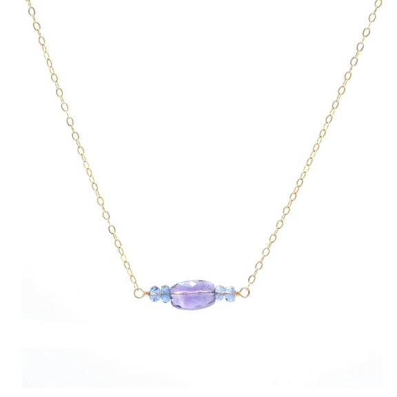 LTC Designs Dainty Chain Necklace with Amethyst and Iolite Center Station, 18", for Adults
