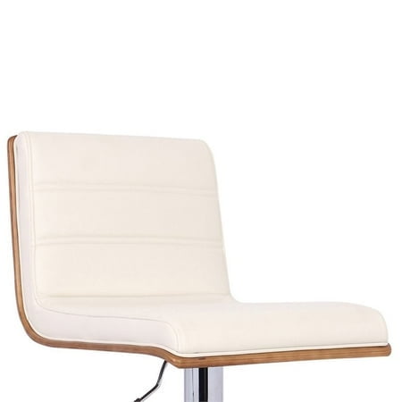 Armen Tabouret de Bar Aubrey en Similicuir Crème, Finition Noyer et Chrome