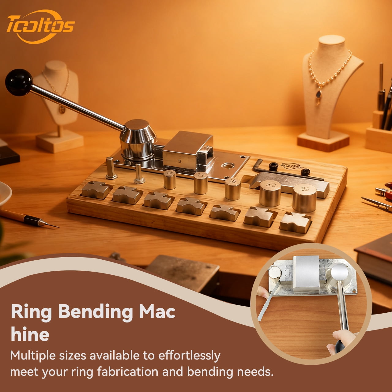Ring Bending Tool Set for Jewelry Making, Multifunctional Ring Bender with Dies, DIY Crafting Machine for Rings, Earrings and Wire Forming