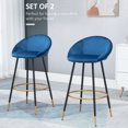 thumbnail image 4 of HOMCOM Tabourets de Bar 29,5 Pouces Ensemble de 2, Chaises de Bar en Velours avec Dossier, 4 of 10