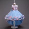 thumbnail image 5 of Girl Rose Ruffle Tiered Tutu Gown Flower Girl‘s Sleeveless Lace Princess Dresses with Long Hem Party Ball Tulle Pageant Gowns for Wedding, Birthday, Christmas - 3-10T, 5 of 7