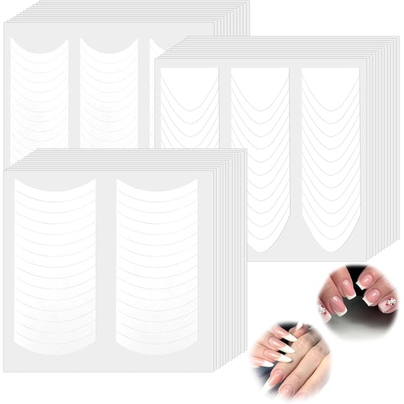 36 Sheets French Tip Nail Stickers Tutuviw French Manicure Strips, 5 Different Designs French Manicure Stickers for Exquisite Art Designs Nail Art Tips Guides Decals Self-Adhesive (White)