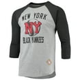 thumbnail image 2 of Men's Stitches Heathered Gray/Black New York Black Yankees Negro League Wordmark Raglan 3/4-Sleeve T-Shirt, 2 of 3