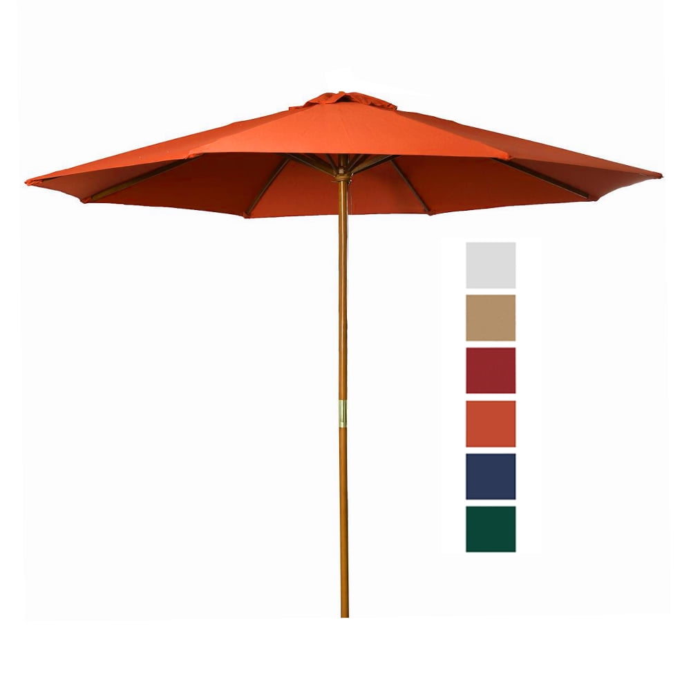 9 ft Bright Orange Patio Umbrella - Outdoor Wooden Market ... on {keyword}