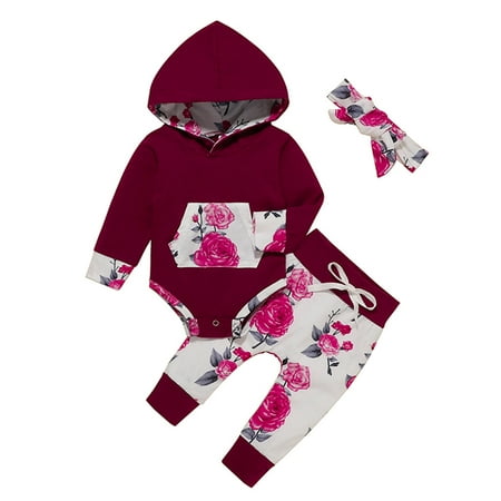 

QYZEU Girls Size 18/20 Clothes Girl Outfits Size 14 Hooded Baby Outfits Sweatshirt+Pants+Hairband Girls Warm Print Girls Outfits&Set