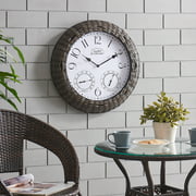 FirsTime & Co.® Everett Rattan Outdoor Clock, Dark Brown, 24 in