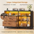 thumbnail image 6 of SEDETA 59" File Cabinet, 2 Drawers Filing Cabinets for Home Office fit Legal/Letter/A4 File, File Cabinet with Lock & Power Outlets, Printer Stand with Storage & LED Lights, Rustic Brown, 6 of 9