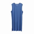 thumbnail image 4 of Sakmal Sleeveless Moo Moo for Men Cotton Lightweight Tank Night dress Crew Neck Blue Nightgowns for Men L, 4 of 5
