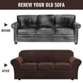 thumbnail image 6 of JIAN YA NA Stretch Velvet Sofa Covers, Plush Armchair Loveseat Couch Slipcover, Non-slip Furniture Protector, Friendly to Pets (Brown, For 2-Seater Sofa), 6 of 10