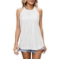 thumbnail image 3 of BadPiggies Women's Racerback Tank Tops Halter Lace Sleeveless Casual Summer Tops (2XL, White), 3 of 5