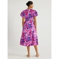 thumbnail image 2 of Scoop Women's Cut Out Midi Dress with Puff Sleeves, Sizes XS-XXL, 2 of 4