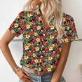 thumbnail image 4 of Tauxra Short Sleeve Button Up Shirt For Women with Lapel Collar and Casual Print, Regular Length V-Neck Top for Daily Wear, 4 of 7