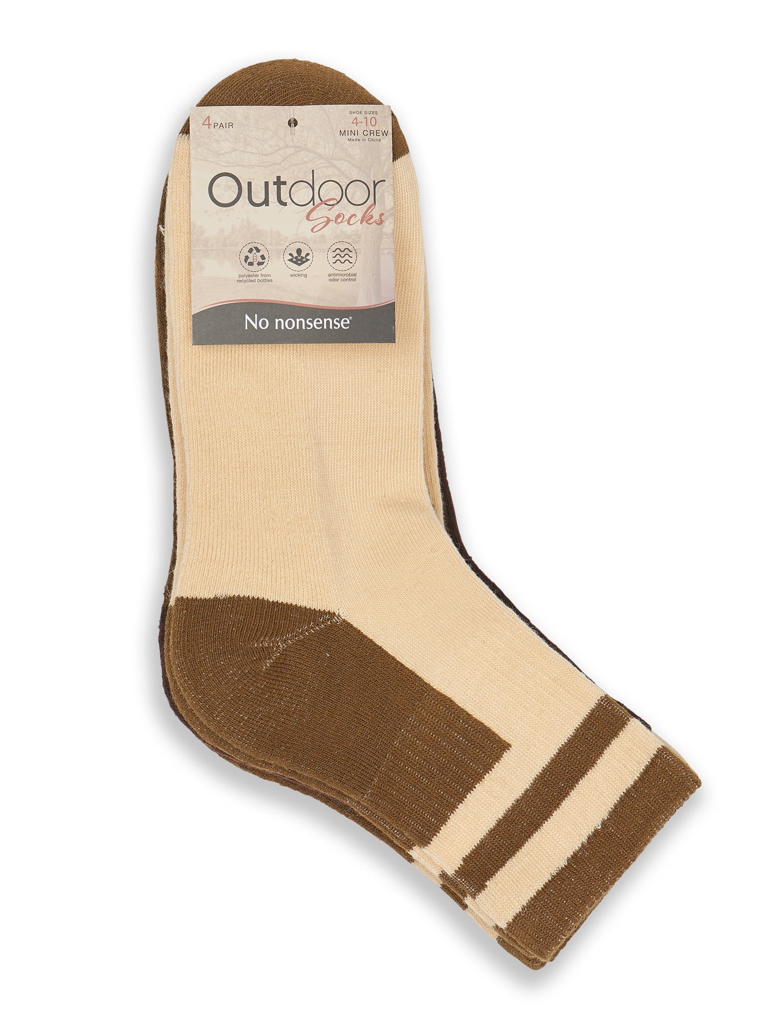 No Nonsense Outdoor Women's Colorblock Mini Crew Sock, 4 Pack