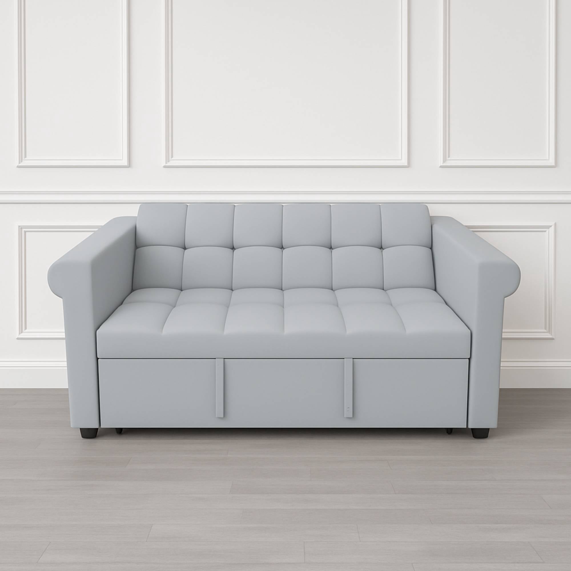 Modern Pull Out Couch Bed, Convertible Sleeper Sofa Bed with Rolled Arms Loveseat Couch for Living Room, Bedroom, Grey