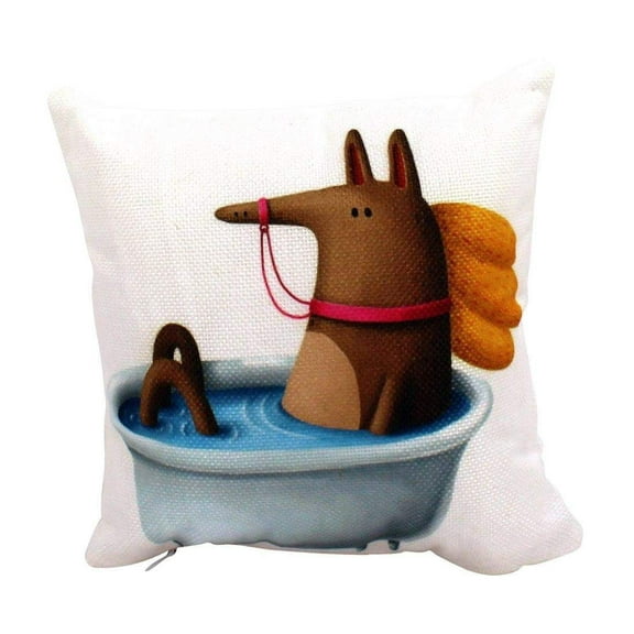 MINI: Horse Bathing in Tub Pillow & Insert| Throw Pillow | 8 x 8 | Horse Lover | Animal Lover Gift | Tiny House Decor | Lumbar Pillow