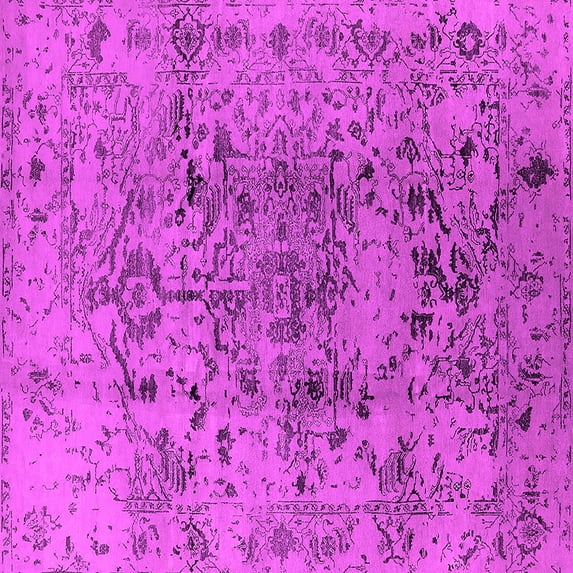 Ahgly Company Indoor Square Oriental Pink Industrial Area Rugs, 6' Square