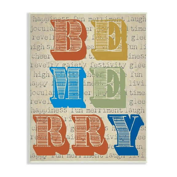 Stupell Industries Be Merry Kitchen Sign Vintage Style Typography Graphic Art Unframed Art Print Wall Art, Design by Graffitee Studios