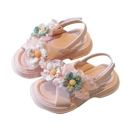 Kureaily Beach Cute Flower Girls Non Beach Shoes Girl Sandals Children Soft Shoes Toddler Baby Shoes High Top Baby Shoes Water Sandals for Girls Flip Flops Girl 30
